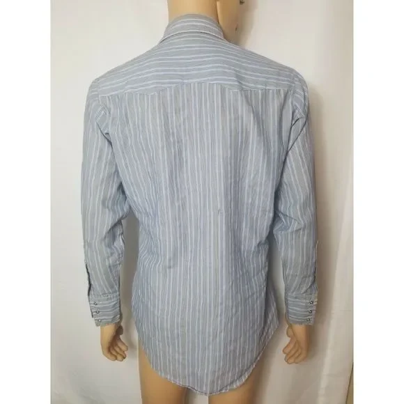 Levi's Vintage Cowboys Tailor Western Shirt Pearl Snap Single Stitch Striped 70s - Picture 3 of 8